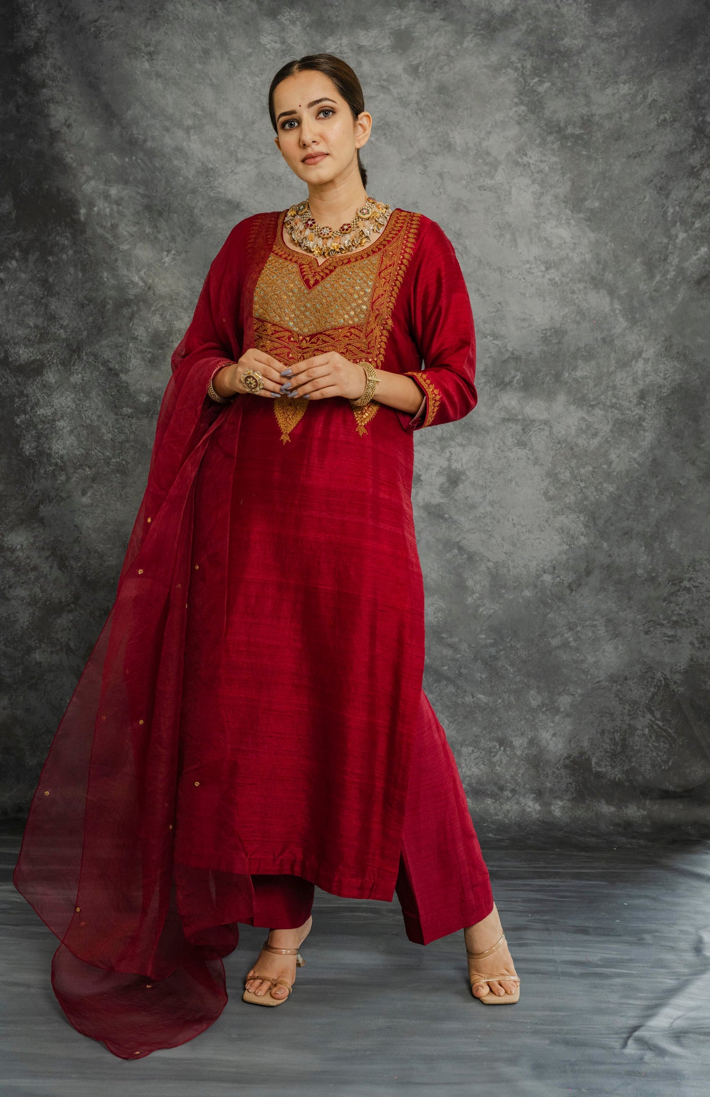 RED KURTA SET