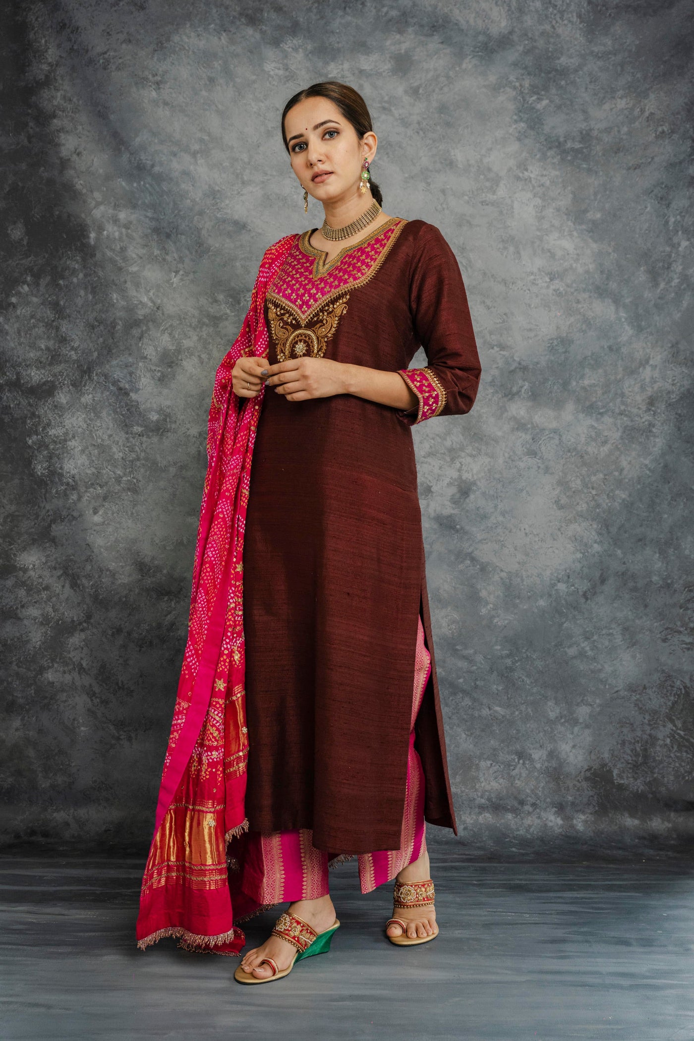 BROWN KURTA SET