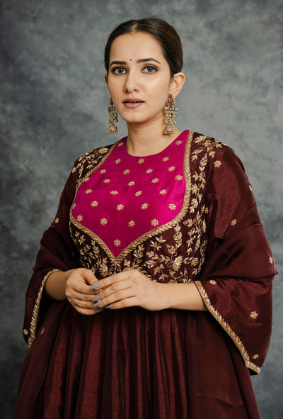 BROWN ANARKALI SET