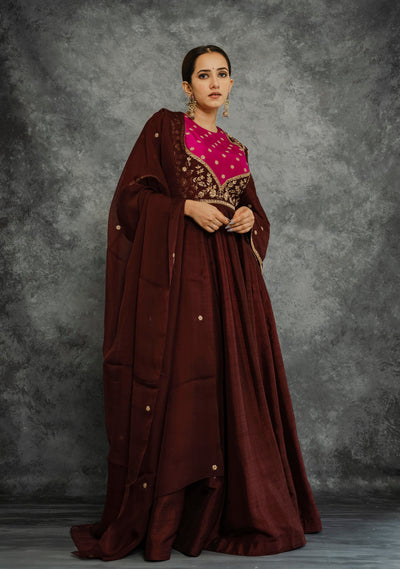 BROWN ANARKALI SET
