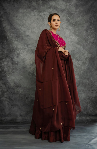 BROWN ANARKALI SET