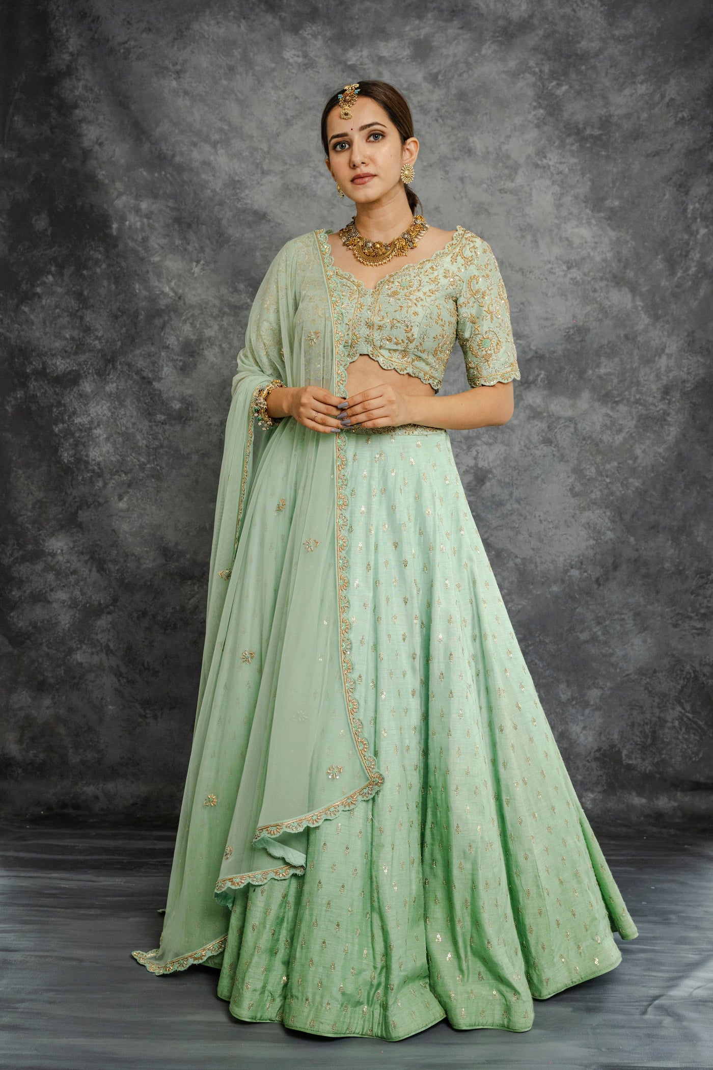 SEHAJ GREEN LEHENGA SET