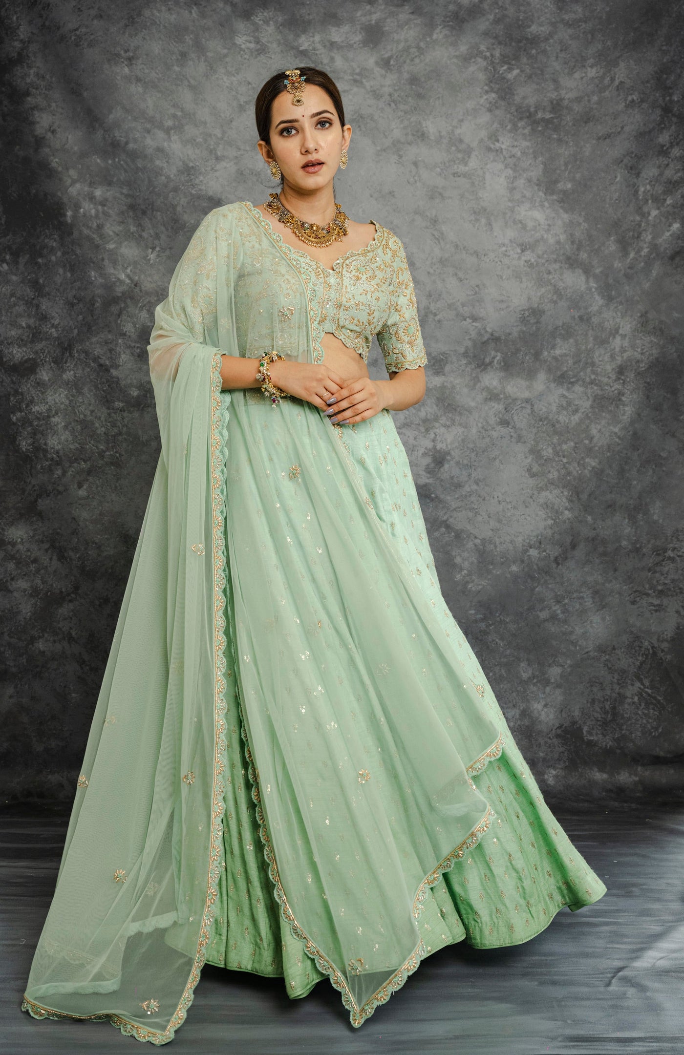SEHAJ GREEN LEHENGA SET