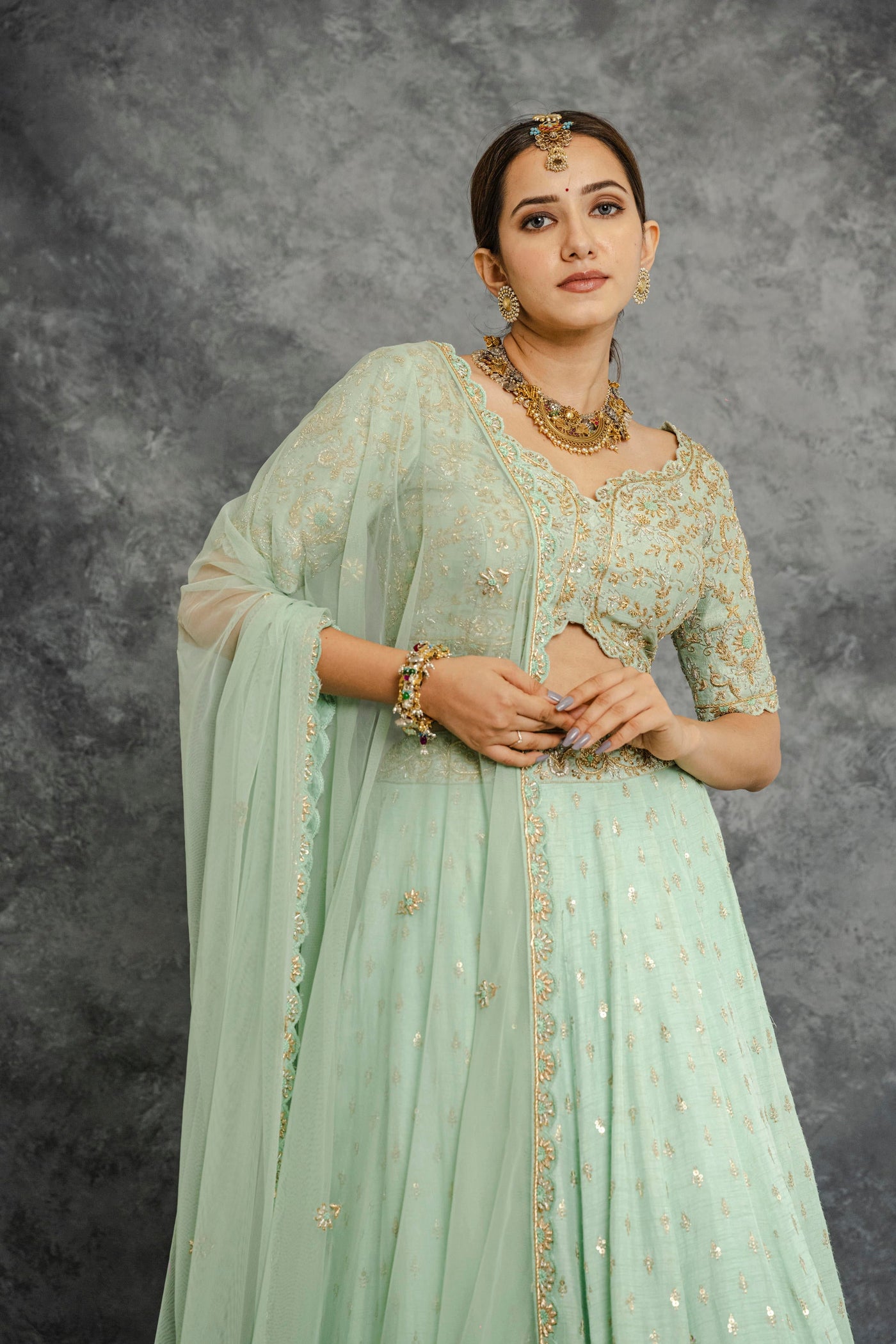SEHAJ GREEN LEHENGA SET