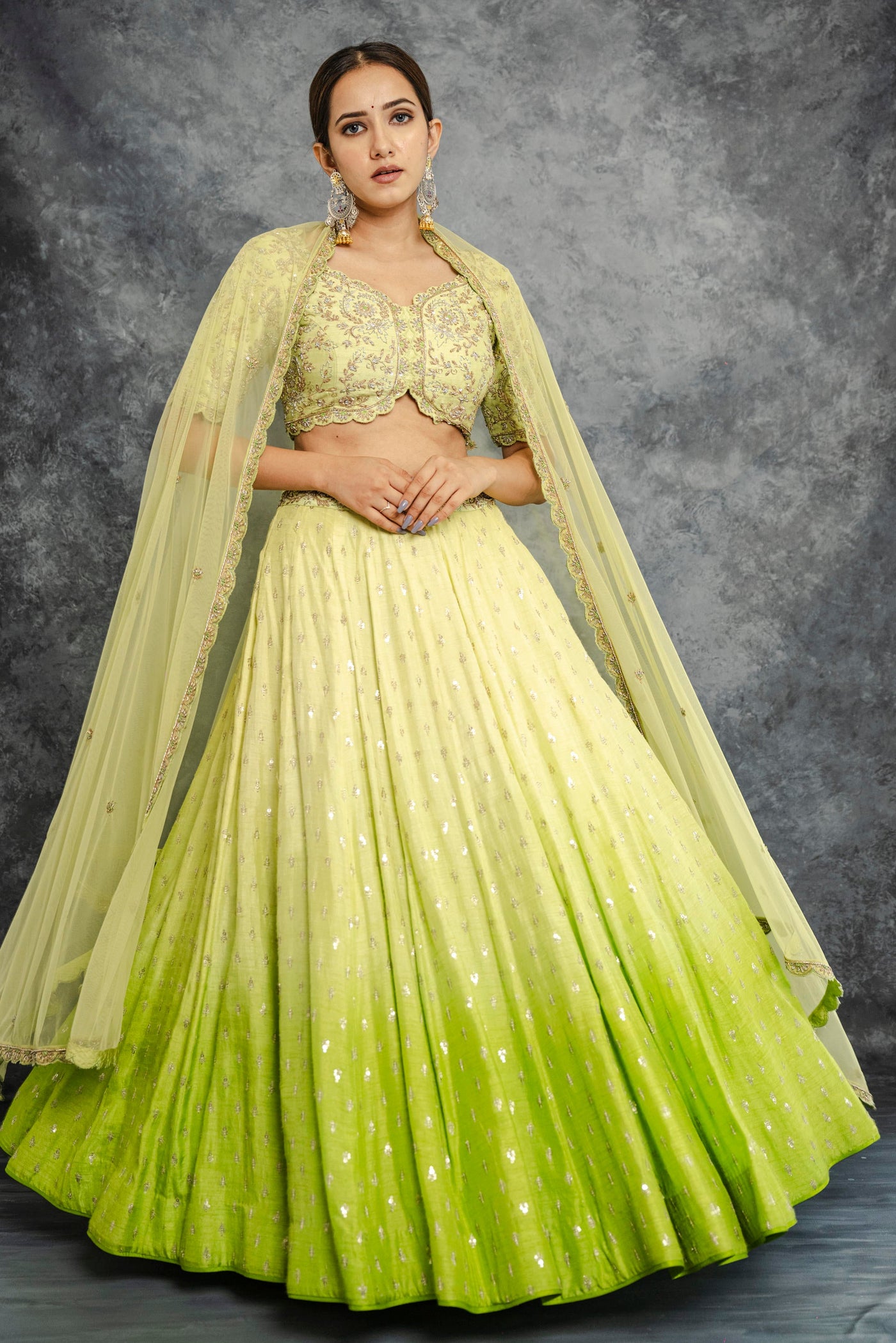 GREEN OMBRE LEHENGA