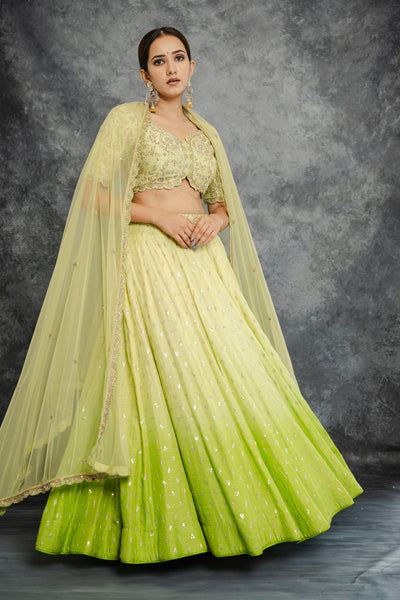 GREEN OMBRE LEHENGA