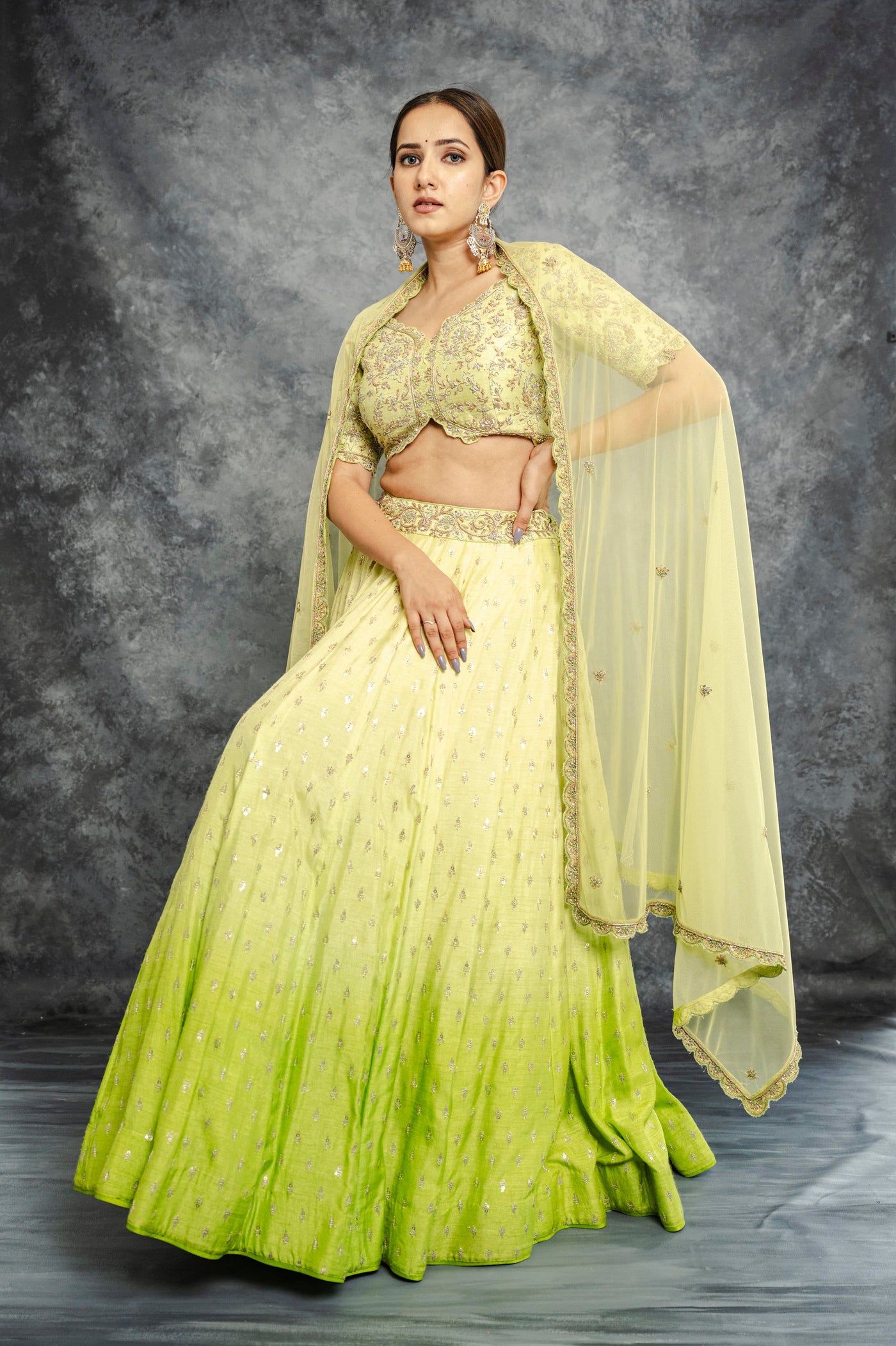 GREEN OMBRE LEHENGA