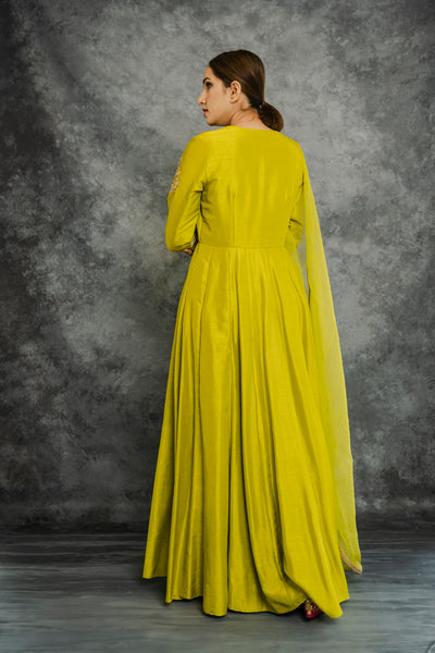 Lime green Anarkali set