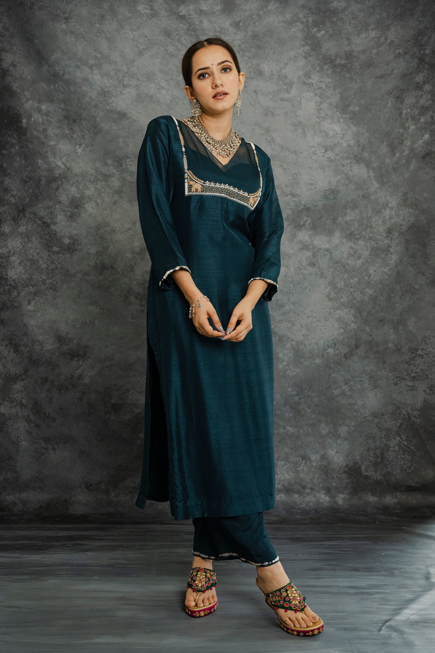 Prussian blue kurta set