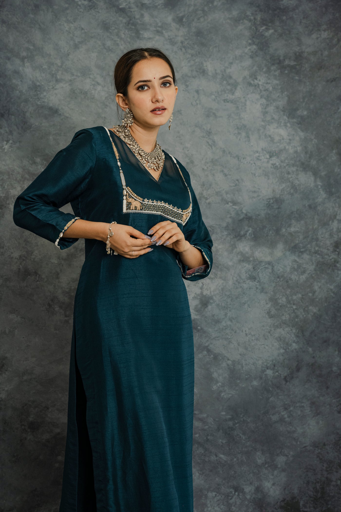 Prussian blue kurta set