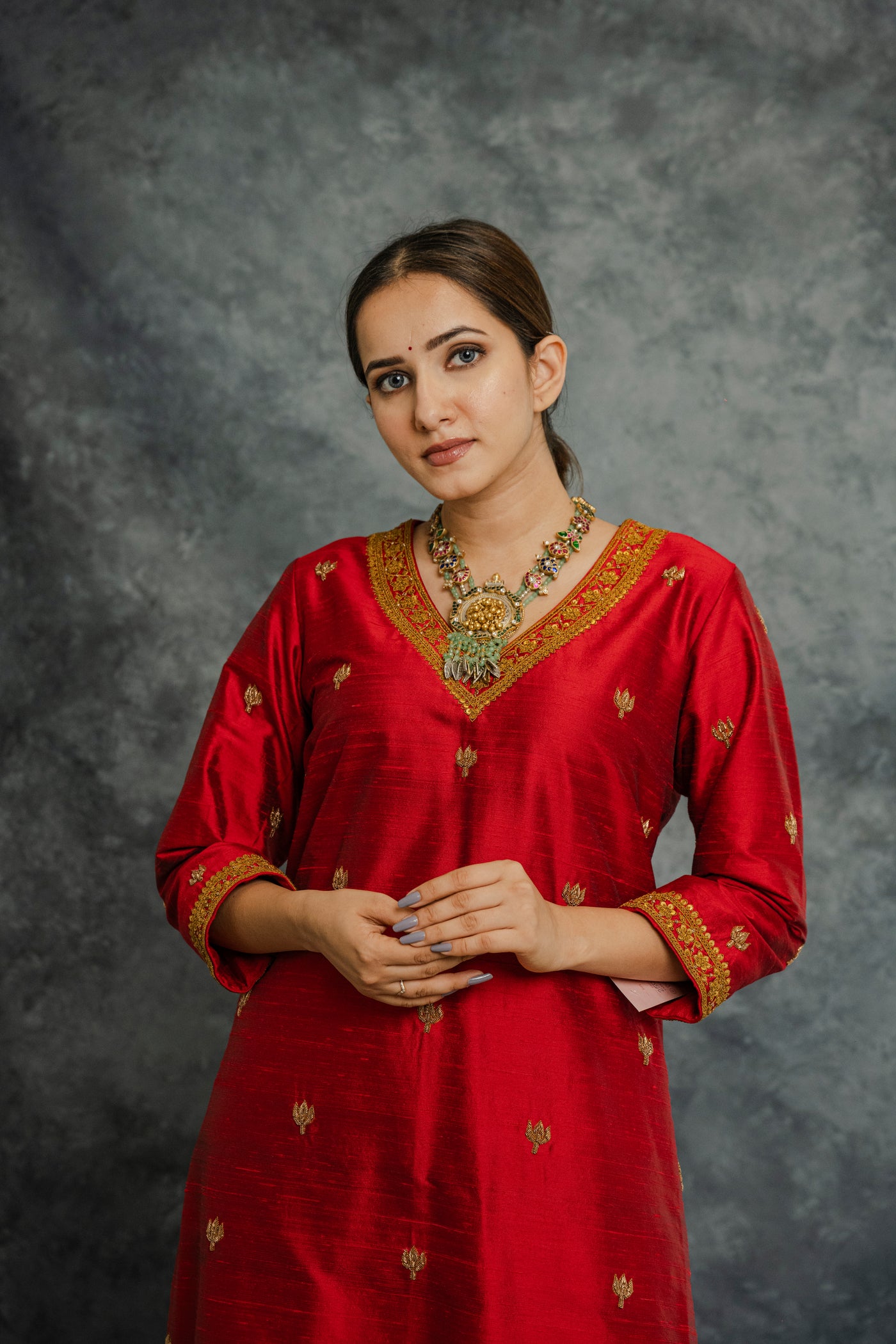 Red kurta set