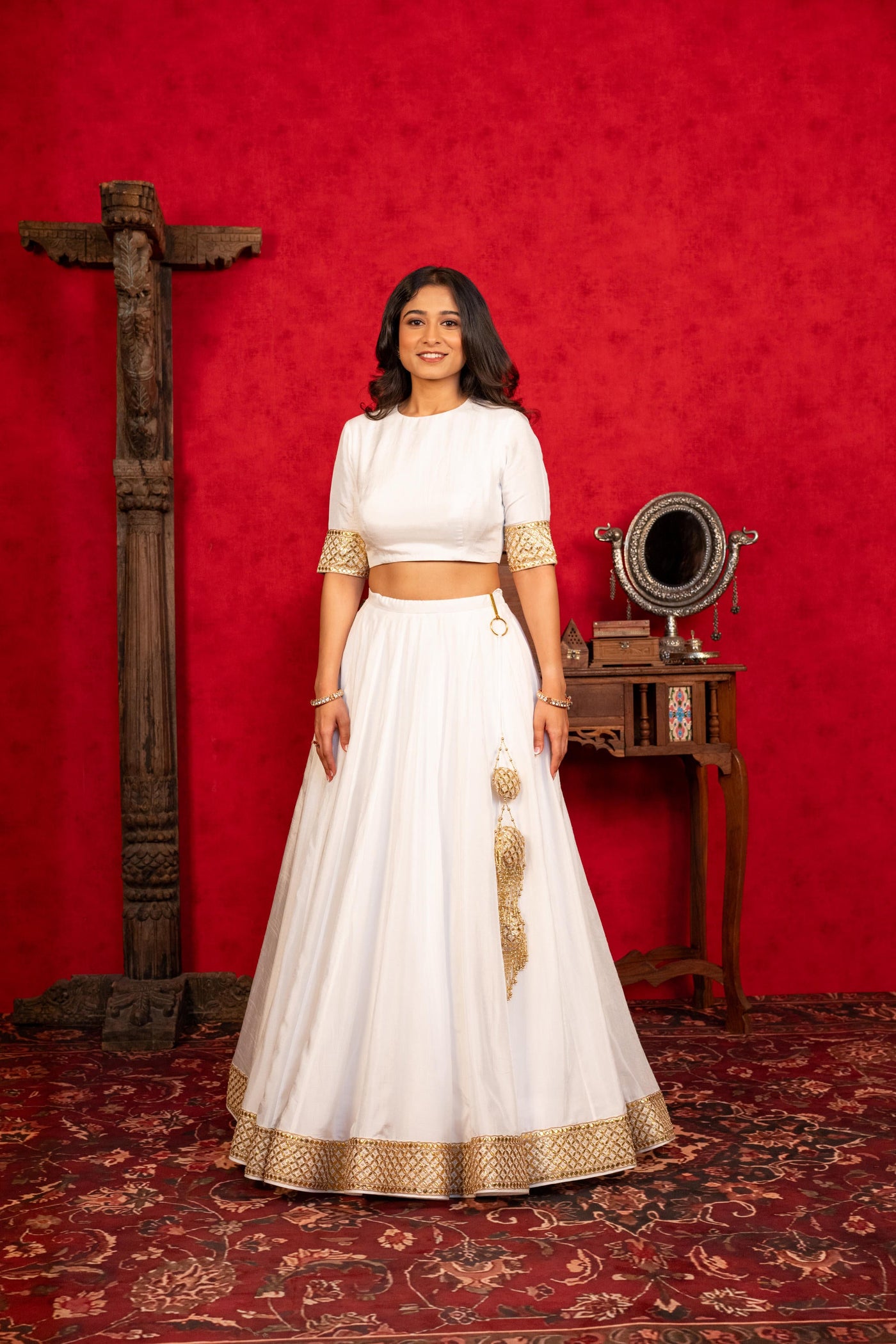 WHITE LEHENGA SET