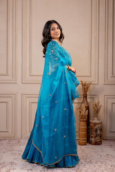 TEAL BLUE CRUSH LEHENGA