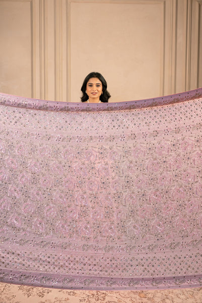 BLUSH PINK LUKHNAVI CRUSH LEHENGA SET