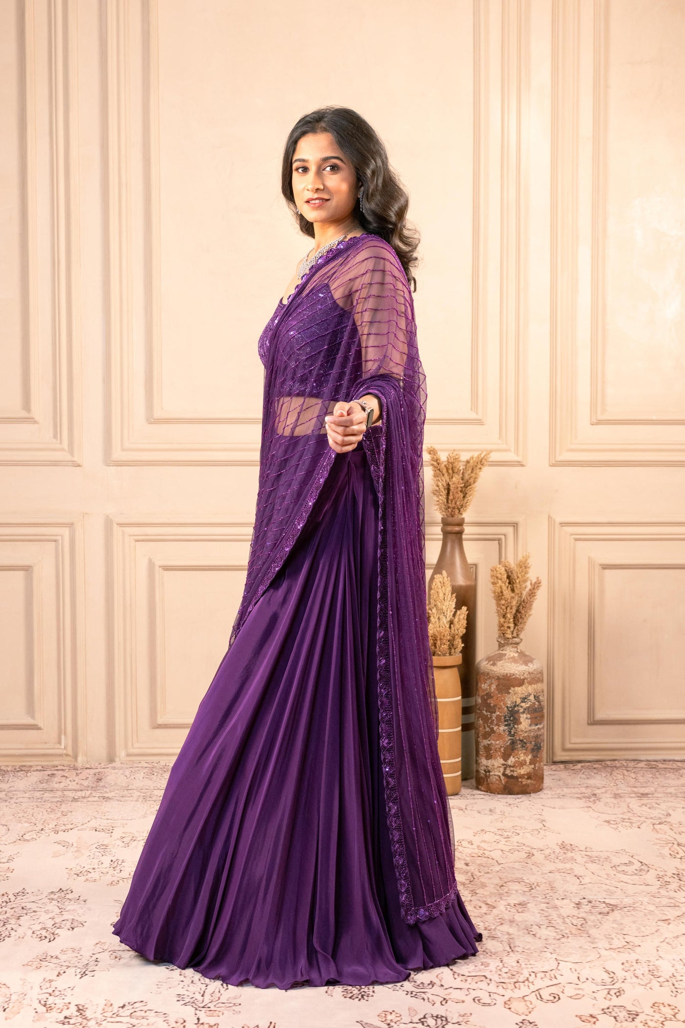 PURPLE DREP LEHENGA SET
