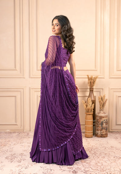 PURPLE DREP LEHENGA SET