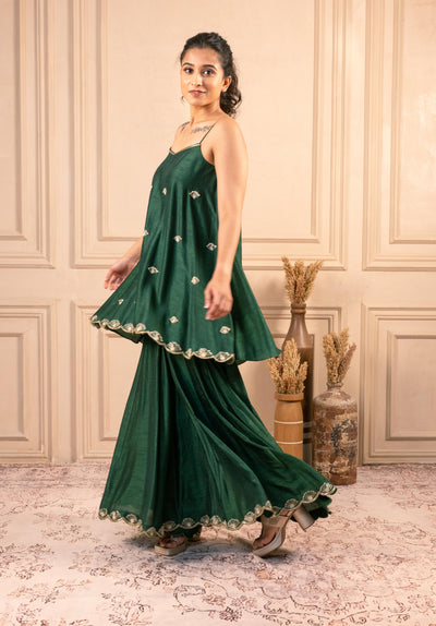 BOTTEL GREEN PEPLUM SARARA SET