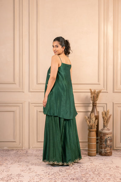 BOTTEL GREEN PEPLUM SARARA SET