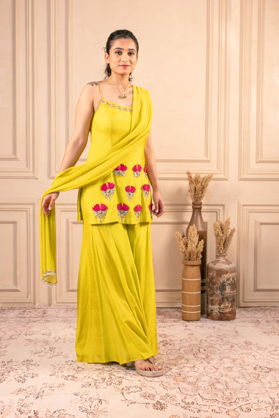 LIME YELLOW KURTA SARARA SET