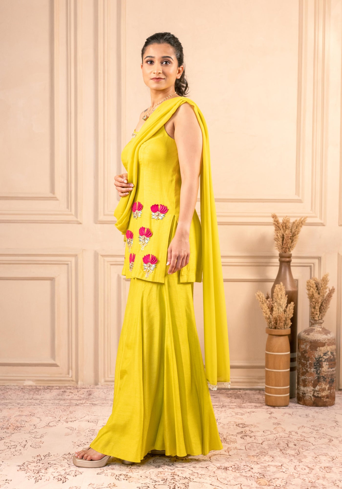 LIME YELLOW KURTA SARARA SET