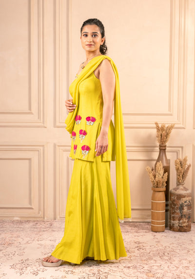 LIME YELLOW KURTA SARARA SET