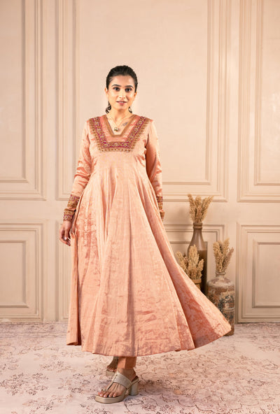 ROSE GOLD TISSUE ANARKALI