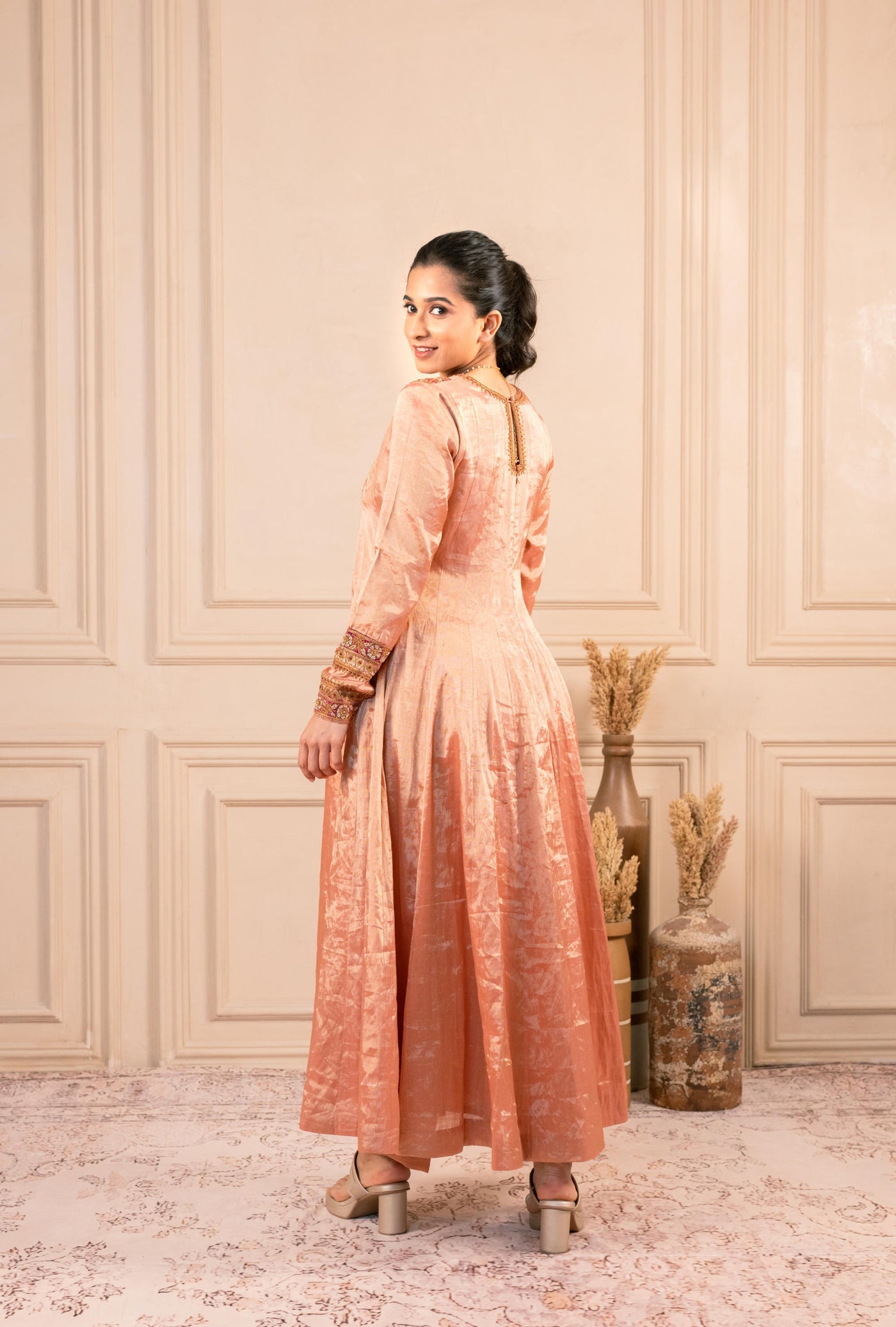 ROSE GOLD TISSUE ANARKALI
