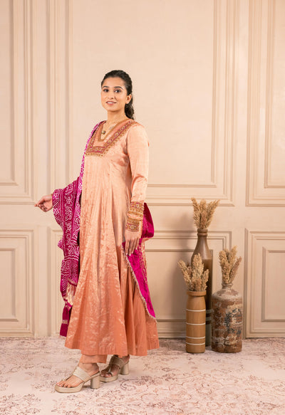ROSE GOLD TISSUE ANARKALI