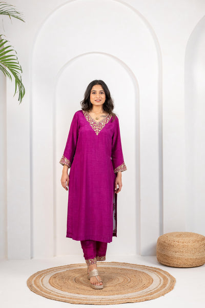 MAGENTA & ENG GREEN KURTA SET