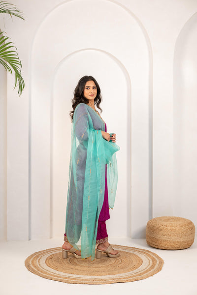 MAGENTA & ENG GREEN KURTA SET