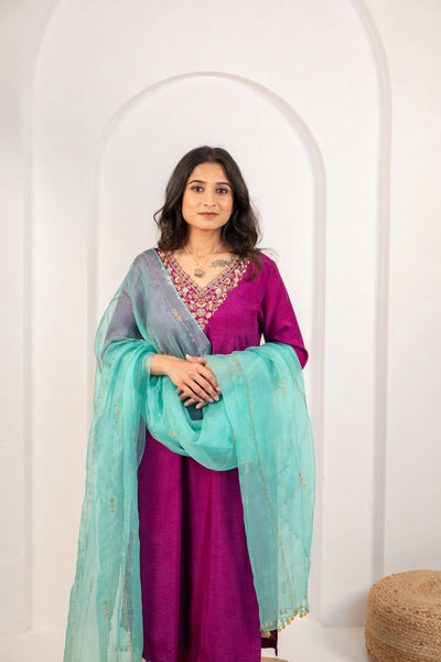MAGENTA & ENG GREEN KURTA SET