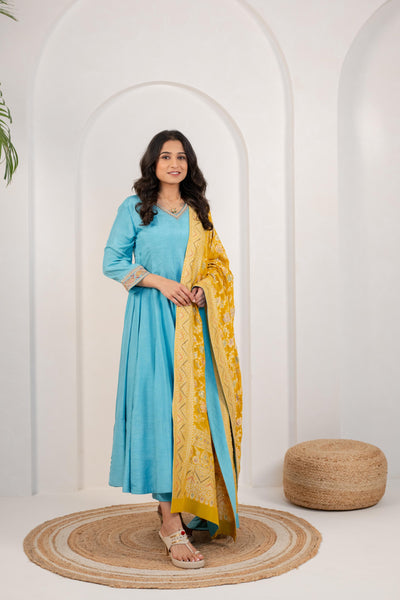 LIGHT BLUE ANARKALI SET