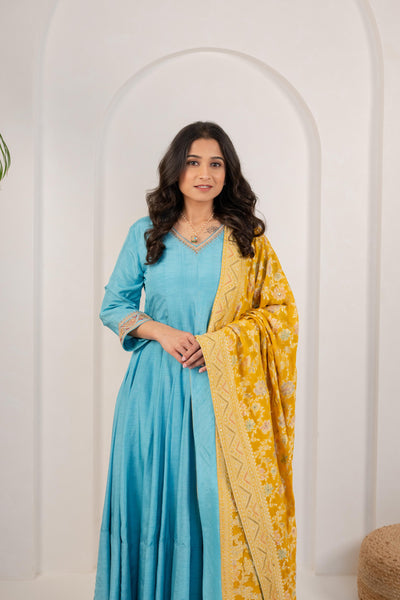LIGHT BLUE ANARKALI SET