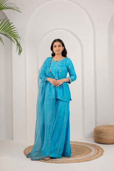 LIGHT BLUE KURTA SARARA SET