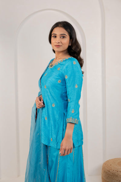LIGHT BLUE KURTA SARARA SET
