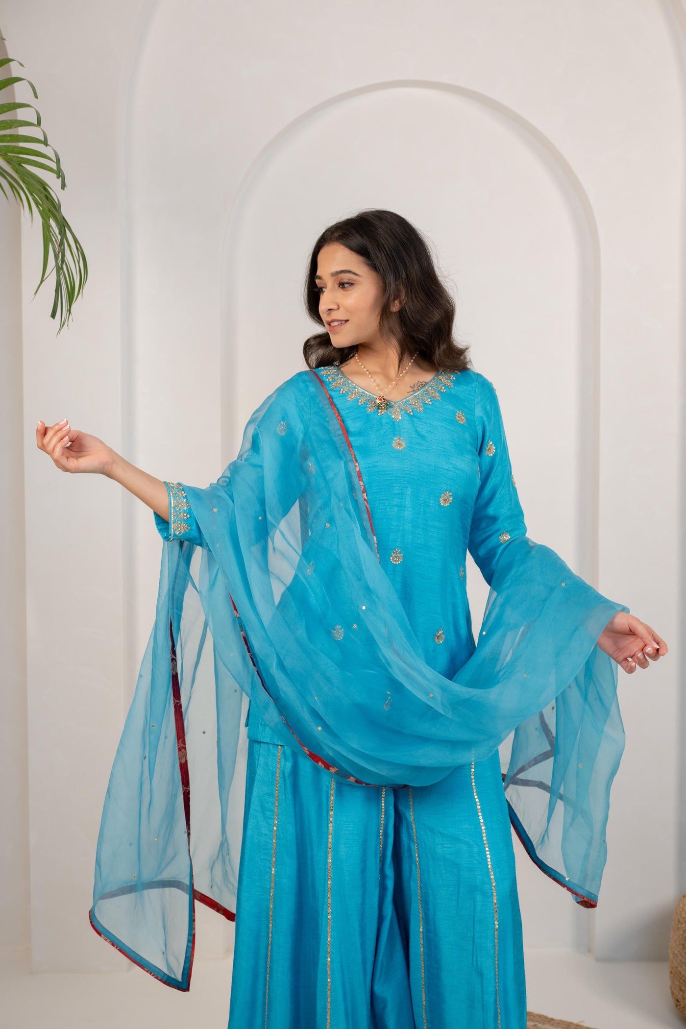 LIGHT BLUE KURTA SARARA SET