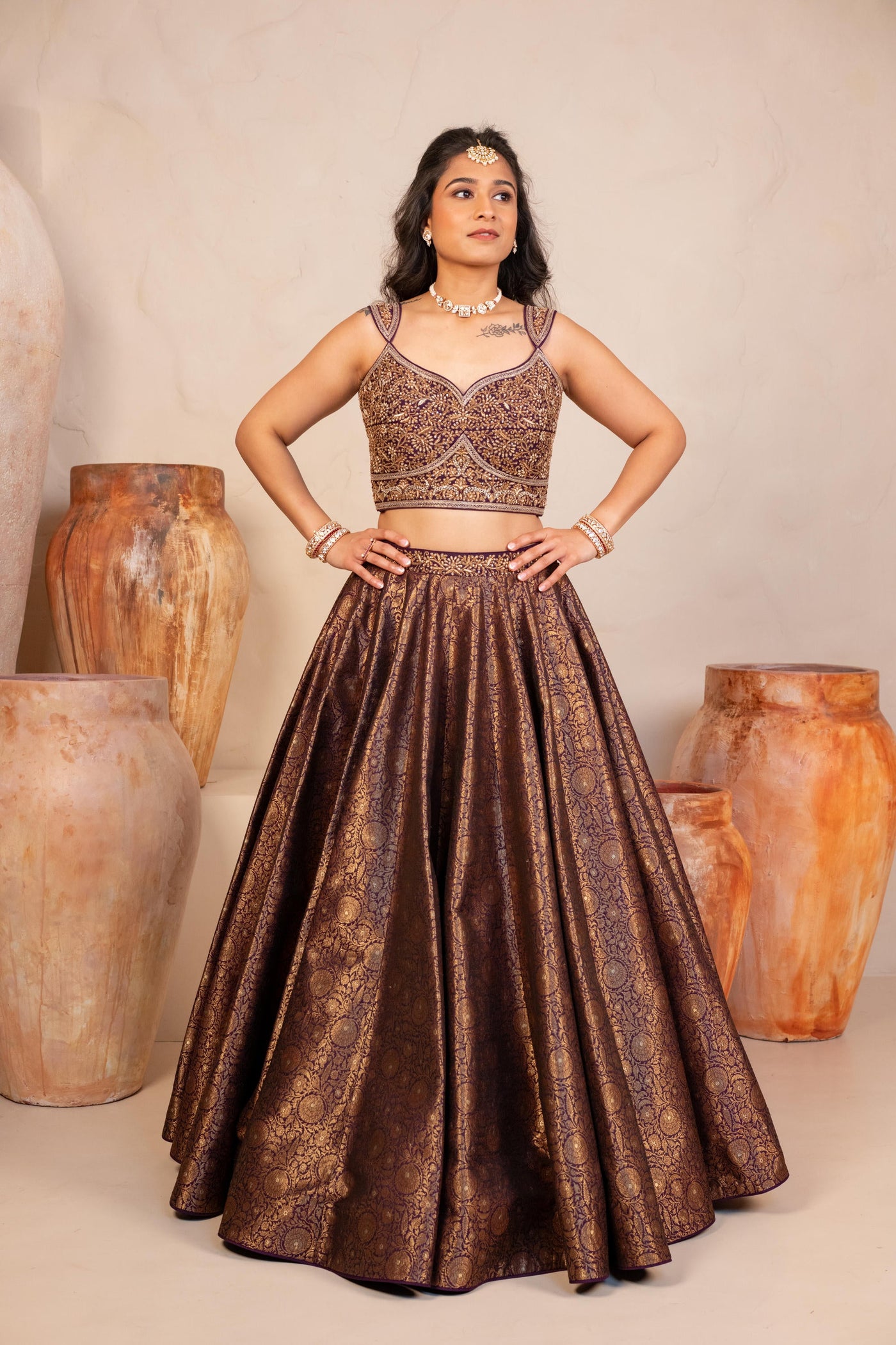 PURPLE BANARASI LEHENGA SET