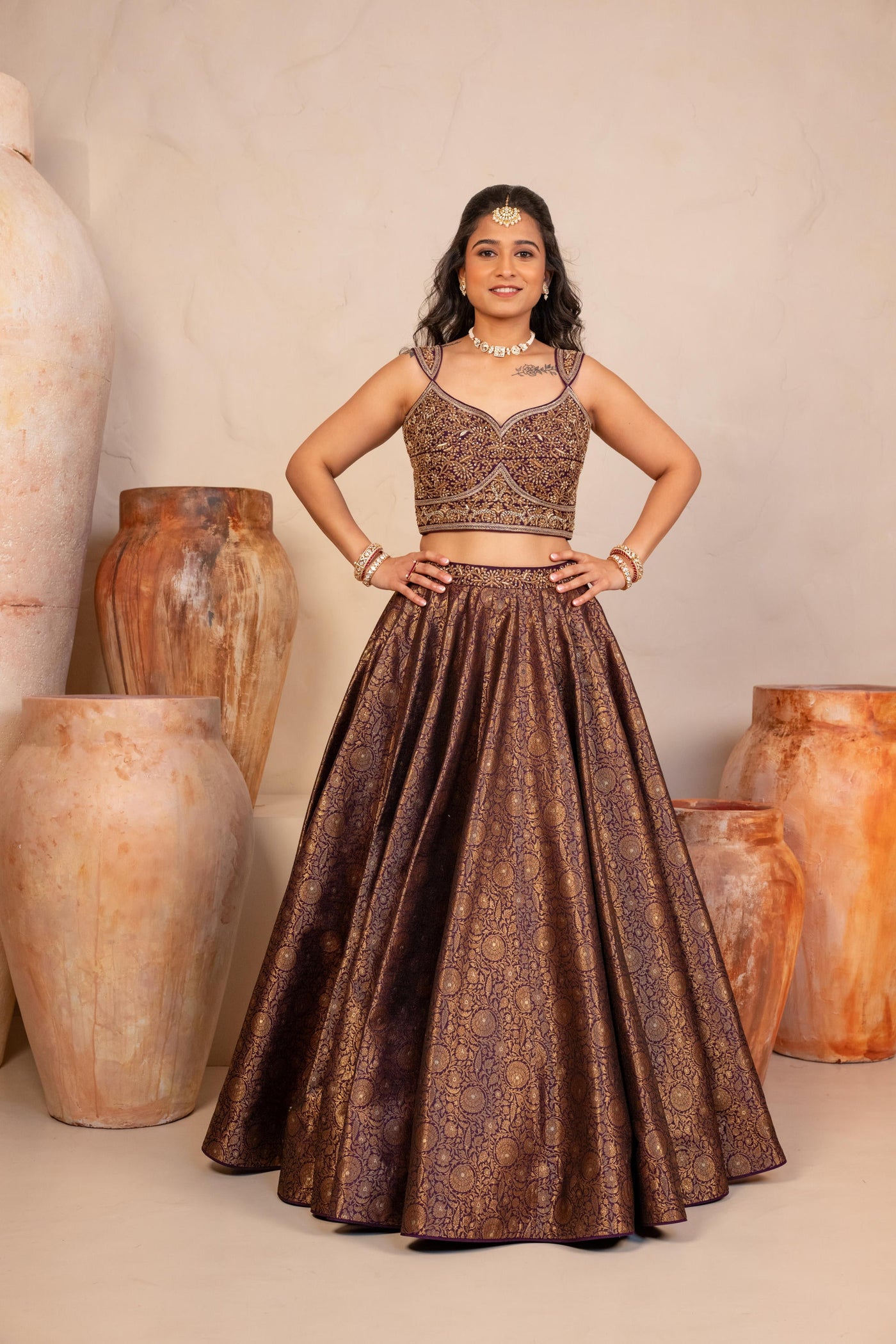 PURPLE BANARASI LEHENGA SET