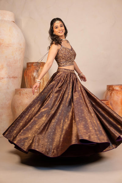 PURPLE BANARASI LEHENGA SET