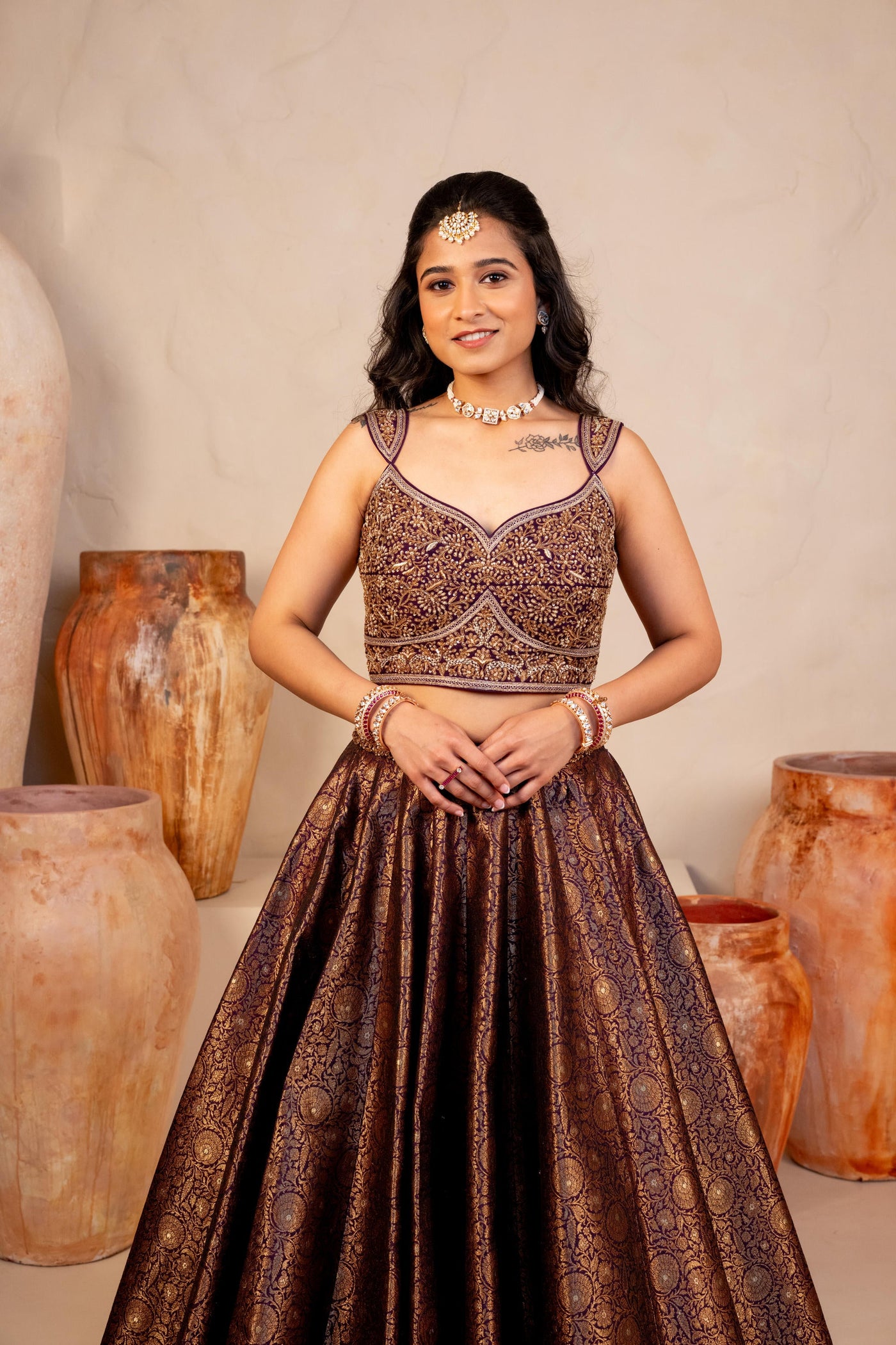PURPLE BANARASI LEHENGA SET