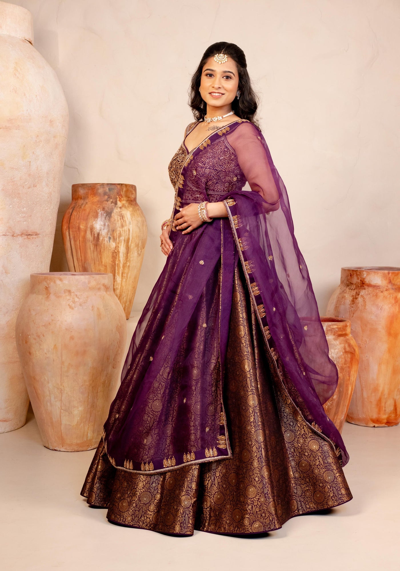PURPLE BANARASI LEHENGA SET