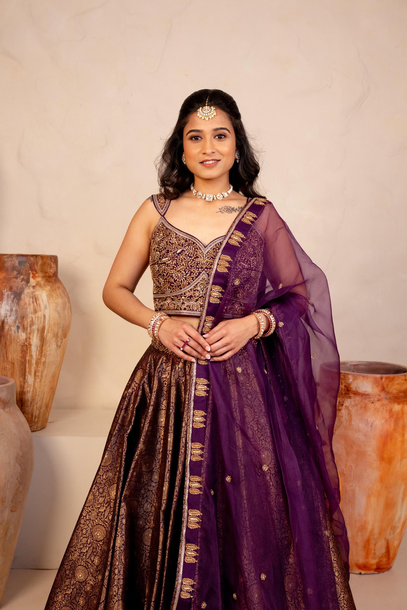 PURPLE BANARASI LEHENGA SET