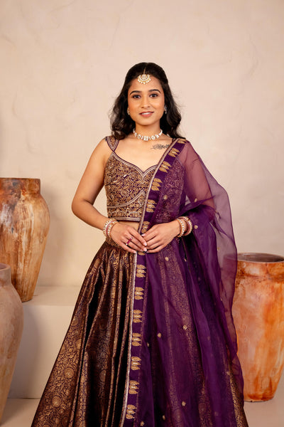 PURPLE BANARASI LEHENGA SET