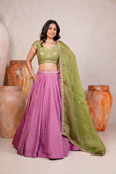 PINK AND GREEN LEHENGA SET