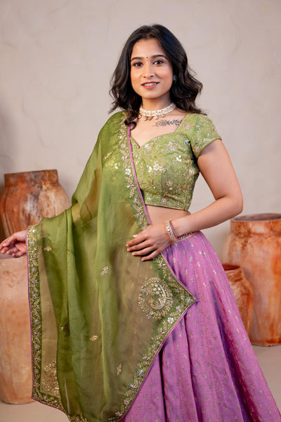 PINK AND GREEN LEHENGA SET