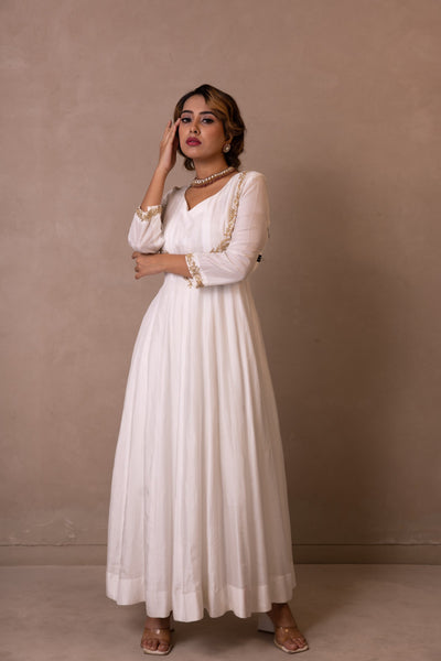 White anarkali set