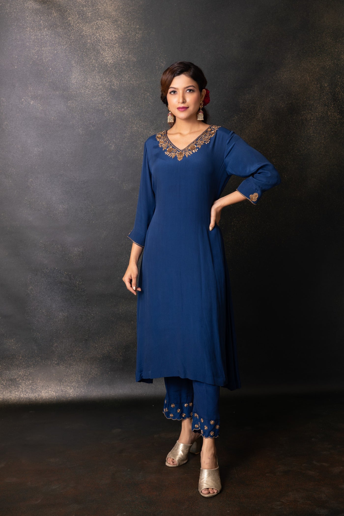 Navy blue kurta set