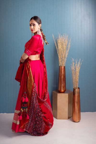 Ruby pink choli set