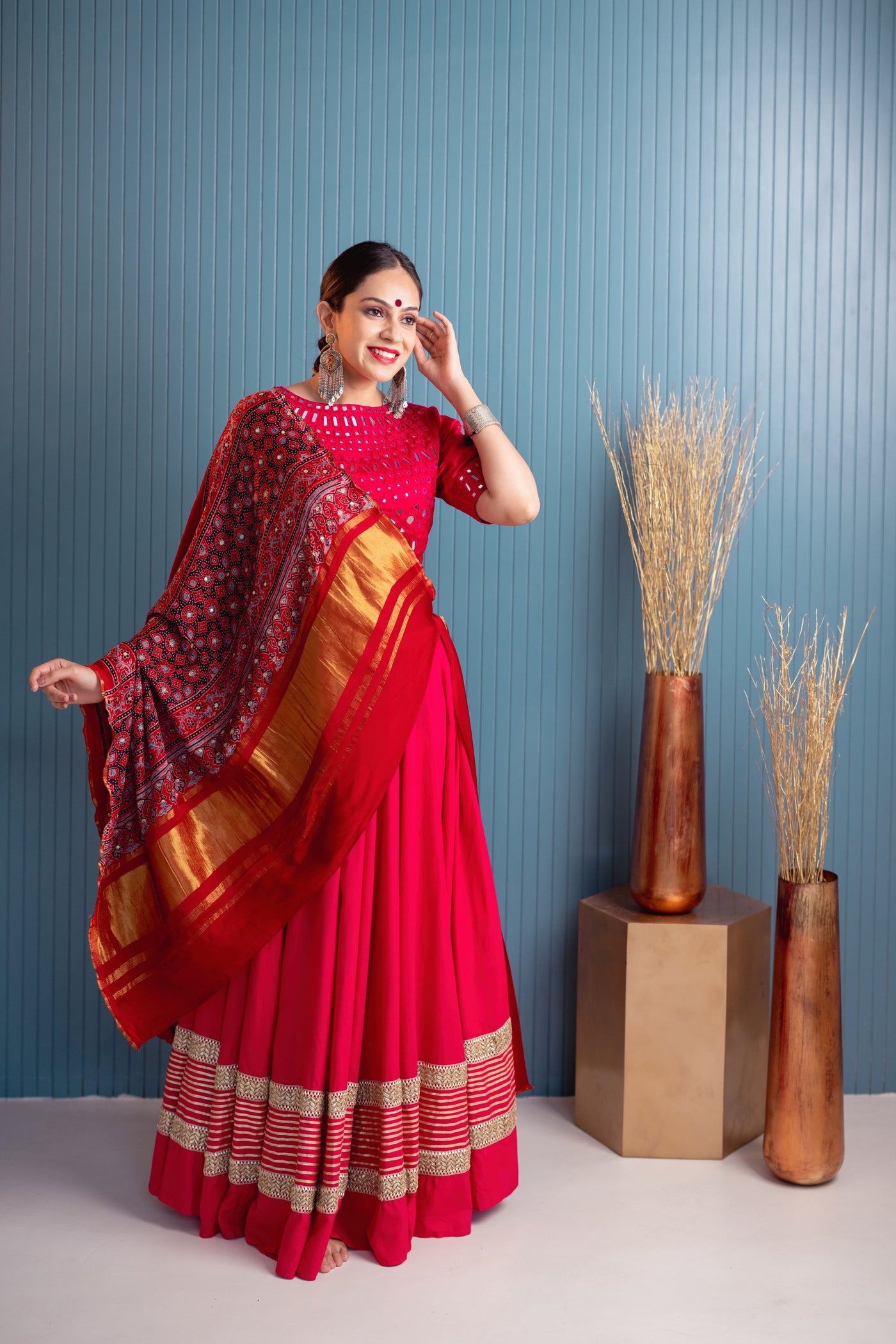 Ruby pink choli set