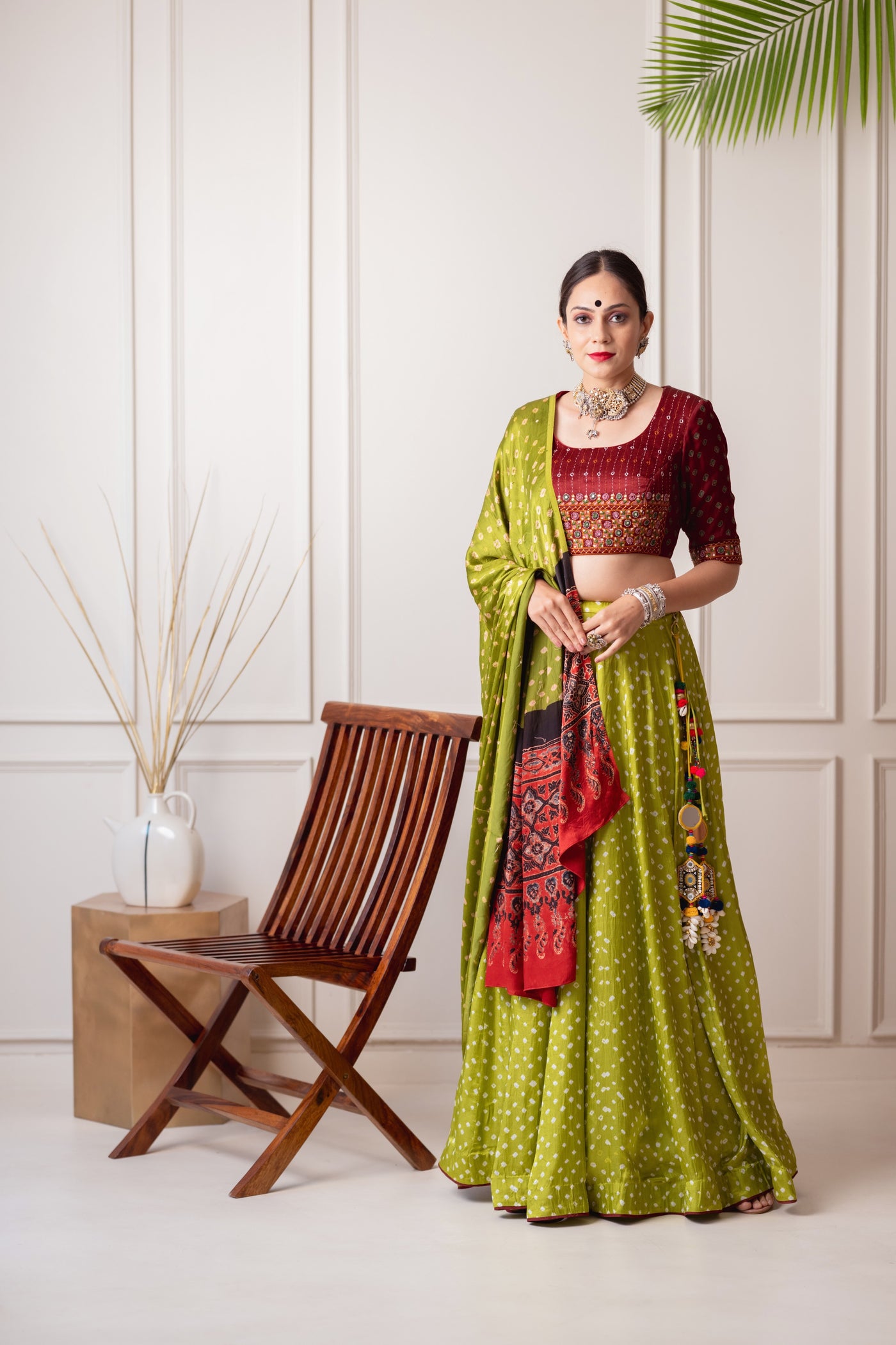 Sheen green choli set